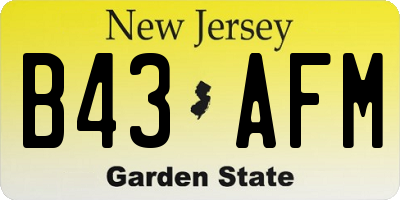 NJ license plate B43AFM