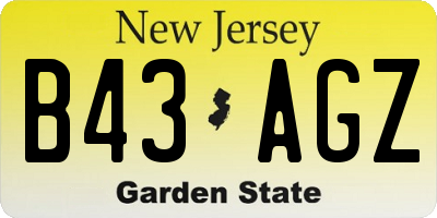 NJ license plate B43AGZ