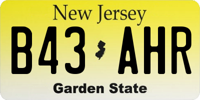 NJ license plate B43AHR