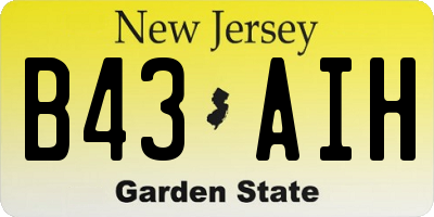 NJ license plate B43AIH