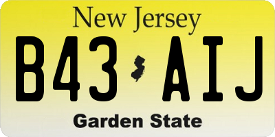 NJ license plate B43AIJ