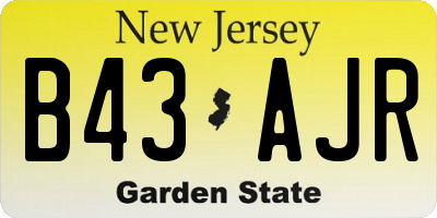 NJ license plate B43AJR