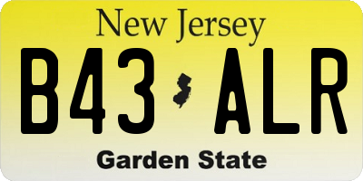 NJ license plate B43ALR