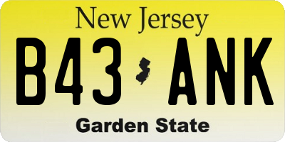 NJ license plate B43ANK
