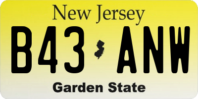 NJ license plate B43ANW