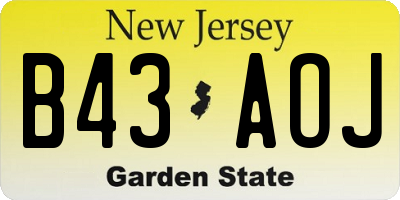 NJ license plate B43AOJ