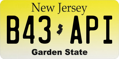 NJ license plate B43API