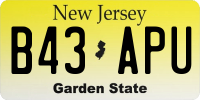 NJ license plate B43APU