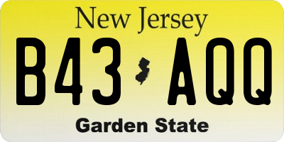 NJ license plate B43AQQ