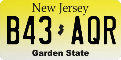 NJ license plate B43AQR