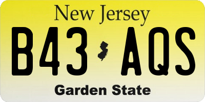 NJ license plate B43AQS