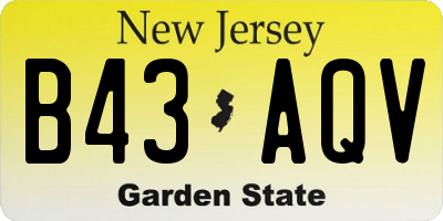 NJ license plate B43AQV