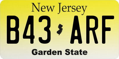 NJ license plate B43ARF