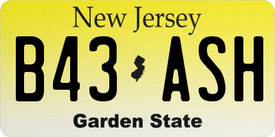 NJ license plate B43ASH