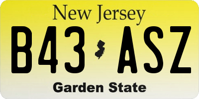 NJ license plate B43ASZ
