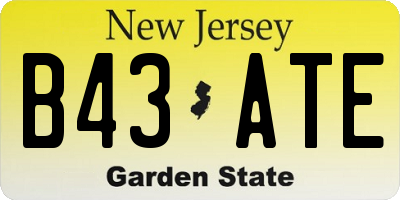 NJ license plate B43ATE