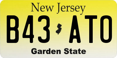 NJ license plate B43ATO