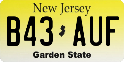 NJ license plate B43AUF