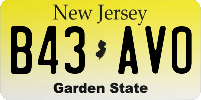 NJ license plate B43AVO