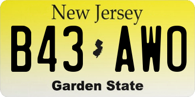 NJ license plate B43AWO
