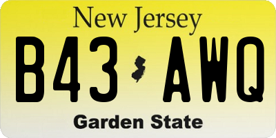 NJ license plate B43AWQ