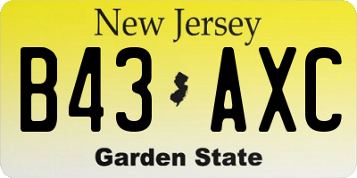 NJ license plate B43AXC