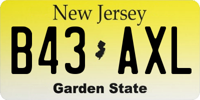 NJ license plate B43AXL