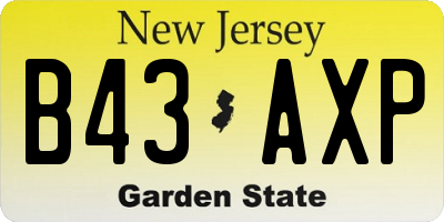 NJ license plate B43AXP