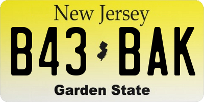 NJ license plate B43BAK