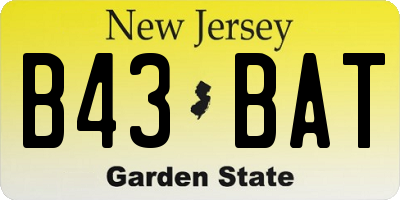 NJ license plate B43BAT