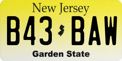 NJ license plate B43BAW