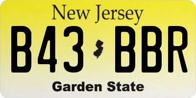 NJ license plate B43BBR