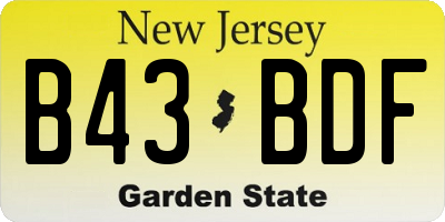 NJ license plate B43BDF