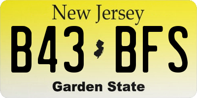 NJ license plate B43BFS