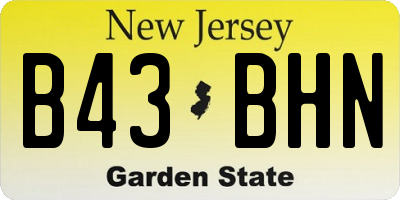 NJ license plate B43BHN