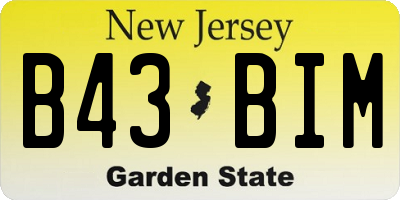 NJ license plate B43BIM