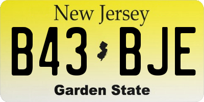 NJ license plate B43BJE