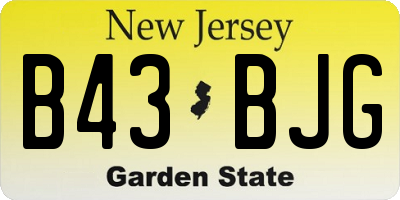 NJ license plate B43BJG