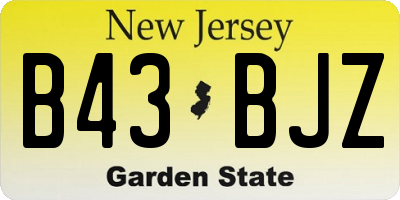 NJ license plate B43BJZ