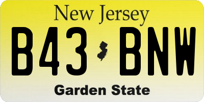 NJ license plate B43BNW