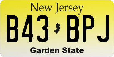 NJ license plate B43BPJ