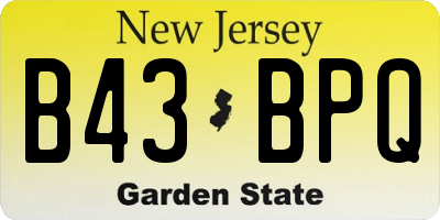 NJ license plate B43BPQ