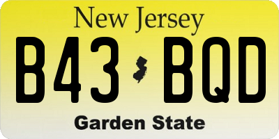 NJ license plate B43BQD