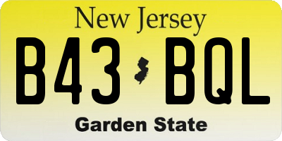 NJ license plate B43BQL