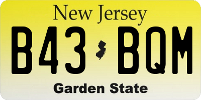 NJ license plate B43BQM