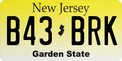 NJ license plate B43BRK