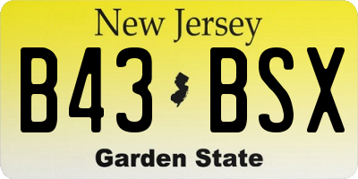 NJ license plate B43BSX