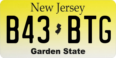 NJ license plate B43BTG