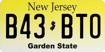 NJ license plate B43BTO