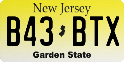 NJ license plate B43BTX
